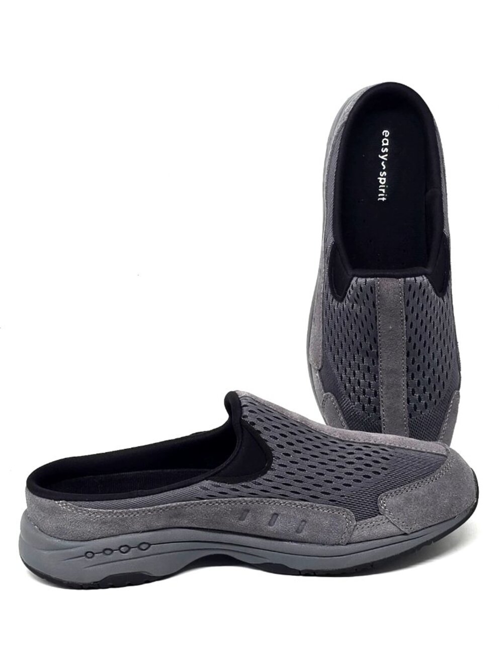 Easy Spirit Travel Time Gray Black Athletic Clog Mule Shoe Women's Size 7.5M